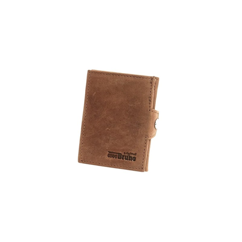 Slim Wallet Deluxe, Brown buffalo leather with zip pocket, rfid