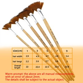 MTQY 5 in 1 Fan Paint Brushes Kit Professional Artist Acrylic Paint Brushes Set for Watercolor, Acrylics, Ink, Gouache, Oil, Tempera Painting