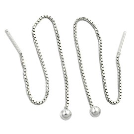 Thread Earrings Chain with Ball Silver 925