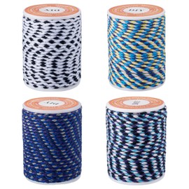 Beadthoven 4 Rolls Braided Cotton String Cord for Friendship Bracelets, Blue Macrame Cord Twine Colorful Boho Chinese Knotting String for Jewelry Making DIY Crafts Kumihimo Dream Catchers Wall Hanger