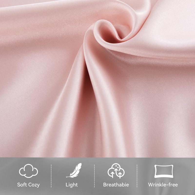 【2 Pack】 Mulberry Satin Silk Pillowcase, H HOME-MART 20"x 30"