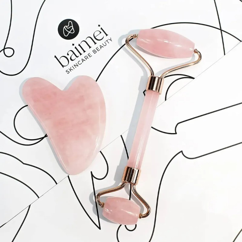 Baimei Rodillo De Jade Para Masaje Facial Antiedad Rostro