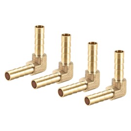 MACHSWON Brass Hose Connector 8mm Metal Double Ended 90 Degree Right Angle Copper Pagoda Joint Pipe Air Fuel Hose Joiner Water Pipe Gas Tubing Hose Fitting 4pcs