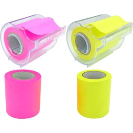 4A Full Adhesive Sticky Notes, Sticky Rolls with Dispenser and 2 Refill Rolls, Neon Yellow and Rose Red, 2 x 315 Inches, Colorful Sticky Notes for Notebook, Office, Home