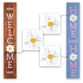 3 PCS Daisy Rub on Stickers for Large Stencils for Painting on Wood Reusable, Welcome Stencil, Daisy Decal Transfers for Wood Stencils, Wood Craft Supplies for Spring Porch Signs from Ulpo Crafts