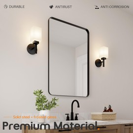 AONEON Wall Lights Matte Black Bathroom Vanity Light Fixtures Over Mirror with White Frosted Glass Shade, Wall Lamps for Porch Entrance, 2 Pack T002MB-L1-P2