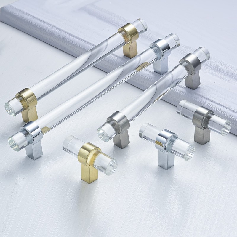 BonKuDoo 5 Pack Glass Drawer Pulls Crystal, Cabinet Handles, Kitchen