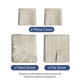 King Size 4 Piece Sheet Set - Extra Soft, Breathable & Cooling Sheets - Hotel Luxury Durable Bed Sheets for Women & Men - Deep Pockets, Easy-Fit & Wrinkle-Free Sheets - Beige Stripes Oeko-Tex Sheets