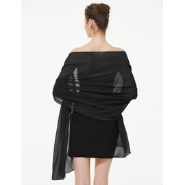 BEAUTELIATE Soft Chiffon Scarfs Shawls and Wraps for Evening Dresses Bridal Wedding Shawl Wraps, Black, One Size