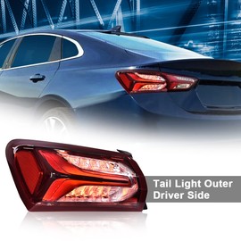 G-PLUS LED Tail Light Assembly Rear Lamp Fit For Chevy Malibu 2019 2020 2021 2022 Replacement LH Driver Side Rear Lamps Tail Lights Red Clear lens Chrome Houning 84595944 GM2801262