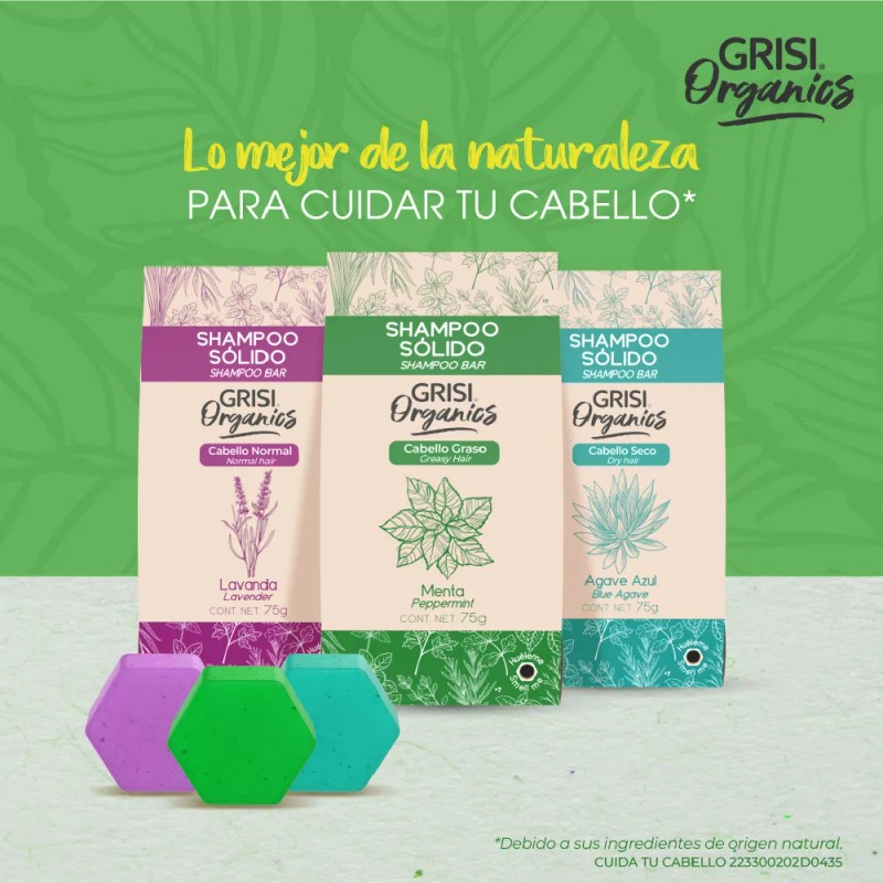 Grisi Organics, Shampoo Sólido Menta, 75 Gr