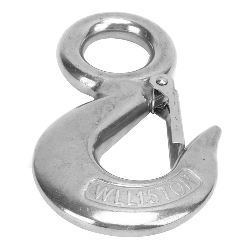 2pcs 1.5 Tons Eye Slip Hook with Safety Latch Stainless