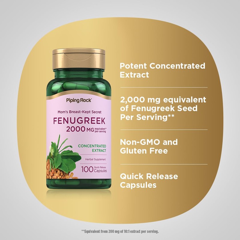 Piping Rock Fenugreek Capsules | 2000mg | 100 Pills |