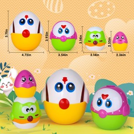 LinseyFun Easter Egg Toys for Toddlers,Nesting & Stacking Eggs,Easter Basket Stuffers for Baby 18 Months+, Matching Toys, Educational Preschool Game Fine Motor Skill Gift for Kids 2 3 Years Old