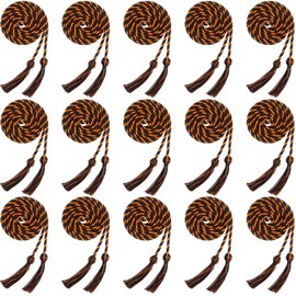 Rcanedny - 15 cuerdas de honor trenzadas de graduación con borlas para estudiantes de graduación (negro con naranja)