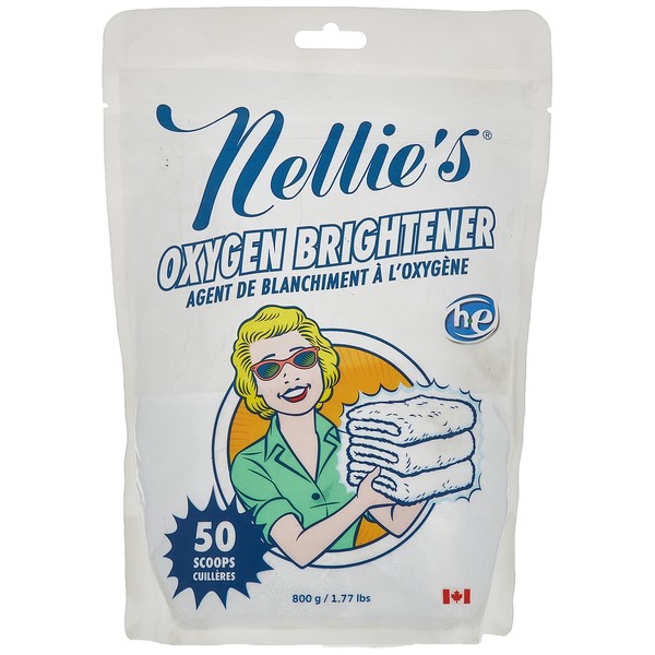 Nellie's Oxygen Brightener Powder Pouch, 50 Scoops- Removes Tough Stains, Dirt and Grime