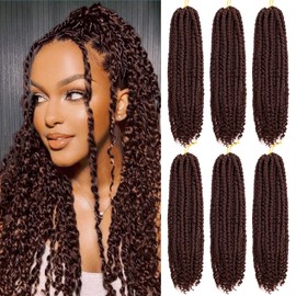 Passion Twist Crochet Hair 18inch 96 Stands Passion Twists Braiding Hair 6 Packs Synthetic Passion Twist Crochet Braids Hair Extensions (4#Medium Dark Brown, 18 Inch (Pack of 6))