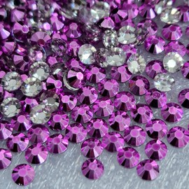 MajorCrafts 2000pcs 4mm ss16 Metallic Flat Back Round 14 Facets Resin Rhinestones Arts and Crafts Embellishment Gems (Fuchsia Pink M02)