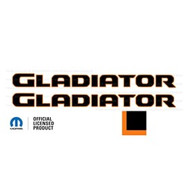 Decal Mods Gladiator Hood Graphic Vinyl Decal fits Jeep Wrangler/Gladiator JL/JT (2019-2024) Black w/Orange Outline FBOO (Set of 2) | FJ3G6