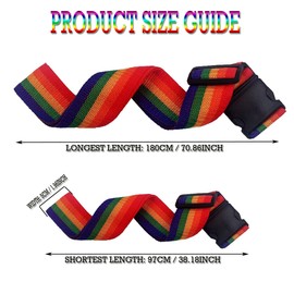 iPEAK Luggage Straps Suitcase Belts Heavy duty Adjustable Travel Bag Strap Rainbow Bright Colours Belt with Quick Release Buckle (2 Pack)