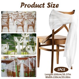 Morocket 2 Pcs Organza Chair Bows for Chair, Chair Sashes