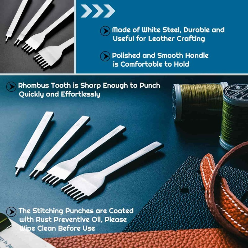 Cridoz 35 Pcs Leather Pouch Kit with Hole Punch, Sewing