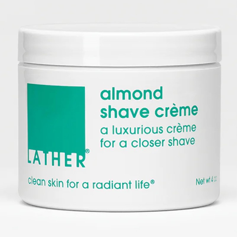 LATHER - Almond Shave Crème, 4 oz - Non-Foaming Luxurious