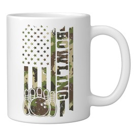 Bowling Camouflage America Flag - Bowling Flag - Bowling Ceramic Mug, White