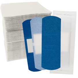 200 Blue Fabric Food Service Metal Detectable Flexible Adhesive Bandage Strips - 3" x 1" Breathable Bandages with Non-Stick Pad - Latex Free for First Aid Kit Wound Care and Protection (200)