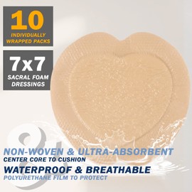 EVERLIT Sacrum Silicone Foam Dressing | Highly-Absorbent Waterproof Sacral Bandage Pad for Bed Sore Pressure Ulcer Wound Care | Sterile Adhesive Dressing for Chronic Wounds (7" x 7" | 10 Pack)