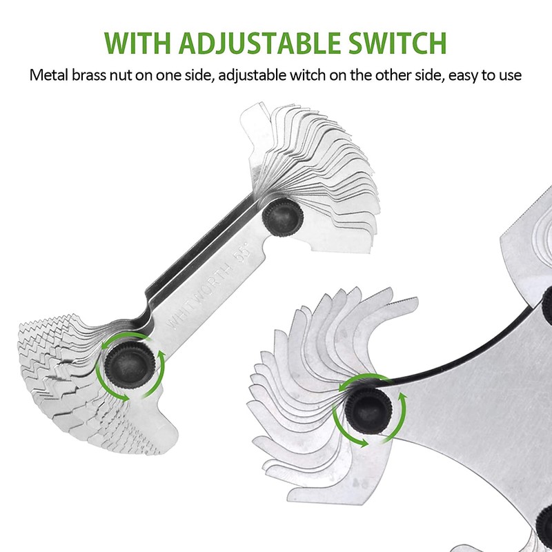 5 Pcs Thread Pitch Gauges Measure Tool Set,Stainless Steel Thread