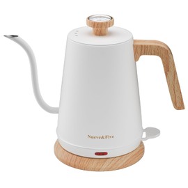 Nueve&Five Gooseneck Electric Kettle with Thermometer,Electric Tea Kettle 1L with Auto Shut-Off，1000W Hot Water Kettle of Stainless Steel,Pour Over Kettle for Coffee & Tea -White