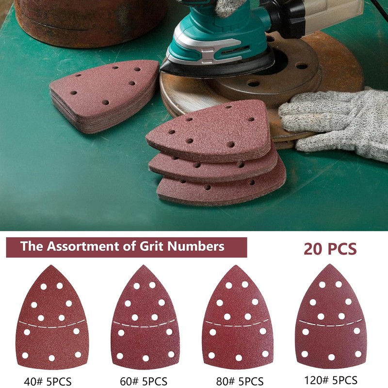 Mouse Sanding Sheets, Triangle Sanding Pads, Hook and Loop Mouse