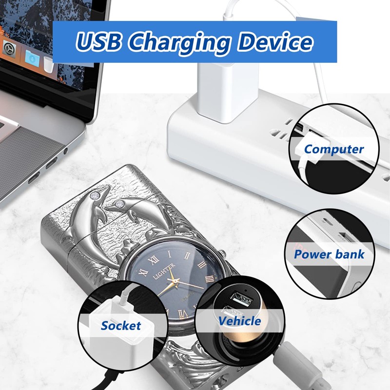 TIKIUKI Gifts for Him Electric Lighters USB Type C Rechargeable
