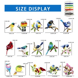 Modixun 15pcs Birds Iron On Patches, 15 Patterns Decorative Embroidered Patches, Sew On/Iron On Patch Applique for Jeans, Clothing, Hat, Jacket, Birds