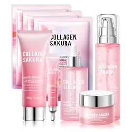 Set Cuidado Facial Piezas Kit Hidratante Aroma Flor Cerezo Mujer Viaje Mascarilla Crema Ojos Loción Limpiadora Sérum