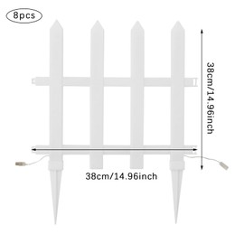 YIYIONCE 8PCS Christmas Decorations Light 6W Lighted Garden Fence Christmas Tree Fence Lights with 160 LED Sources 38CM White Picket Outdoor Decorative Lights 2 Modes Festival Fences Light | US Stock