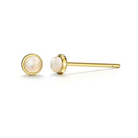 Michooyel 18K Gold Plated Opal Stud Earrings S925 Tiny Gemstone Sterling Silver Birthstone Stacking Women's Earrings