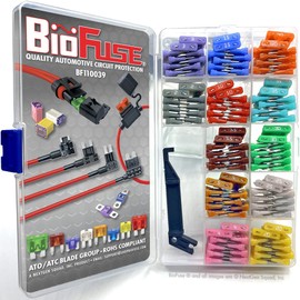 BioFuse 120 Piece Full Range Commercial Fuse Assortment: 120 Standard, ATO, ATC, ATS, APR Automotive Fuses 2A 3A 4A 5A 7.5A 10A 15A 20A 25A 30A 35A 40A, Fuse Puller