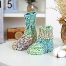 Wugugu Baby Booties Hand Crochet Newborn Boots Knit Sock Shoes Soft Warm Cozy First Walkers for Infant Boys Girls Green 9-12 Months