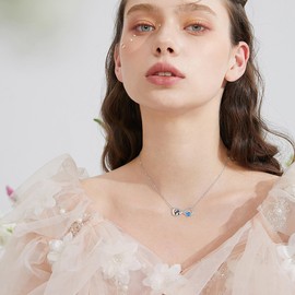 DAYLINLOVE Panda Necklace 925 Sterling Silver Blue Heart Zircon Infinity Panda Pendant Necklaces Cute Panda Jewelry Gifts for Women Girls Daughter Panda Lover