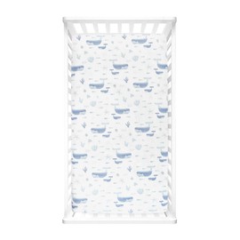 Lush Decor Baby Seaside Micro Mink 2 Pack Fitted Crib Sheet, Blue, 28" x 52" x 9"