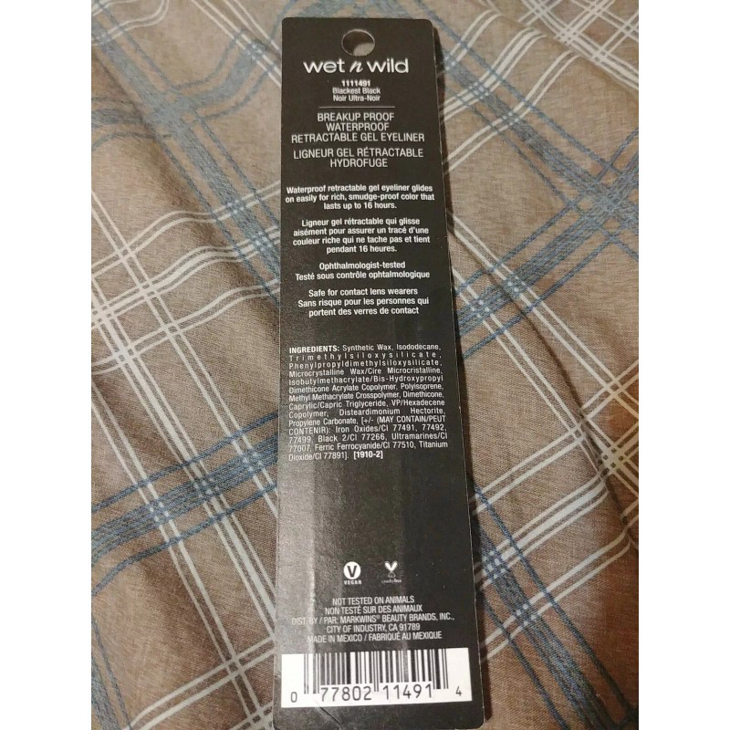 Wet n Wild Breakup Proof Retractable Gel Eyeliner, Blackest 1111491,