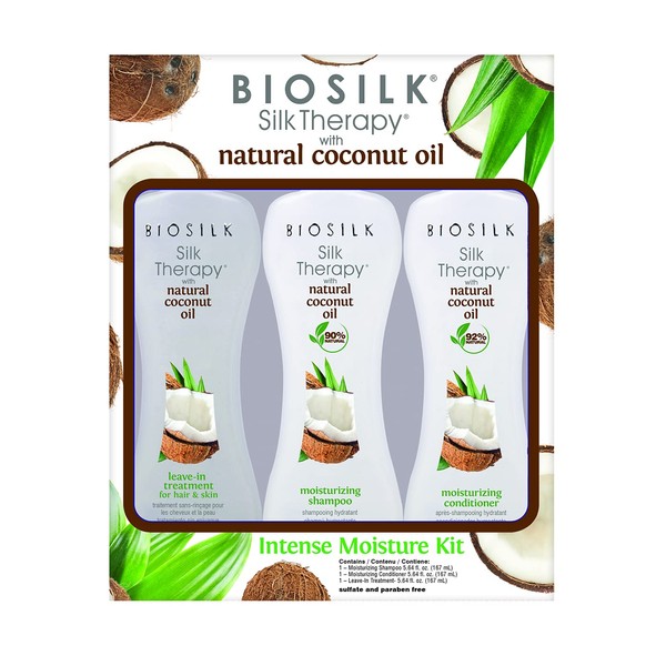BioSilk Silk Therapy Natural Coconut Oil Intense Moisture Kit With