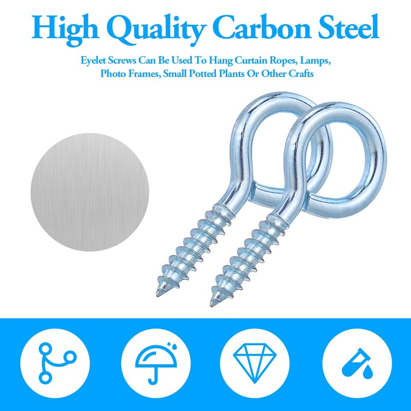 JRSHIRLEYLTD 20 Pieces Screw in Hooks, Small Ring Eye Screw