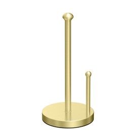 Gatco 1447B Kitchen Paper Towel Stand, Brushed Brass | Countertop Solid Brass Weighted Base Paper Towel Holder Stand