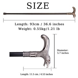 36" Red-Eyed Eagle Head Metal T-Handle Gentleman's Walking Stick,Accessory for Everyday Use,Drama,Wizarding Cosplay,Stage Prop