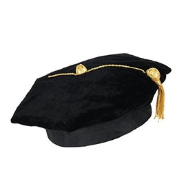 Newrara Unisex Doctoral Black Tam 6 Sides with Gold Bullion Tassel One Size Fits Most
