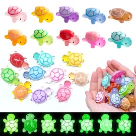 Sztqqing Mini Turtles Pack of 20, Luminous Resin Figures in the Dark, Colourful Small Animals for Micro Landscape, Garden Decoration, Aquarium & Home Decoration, Miniature Turtles Gift