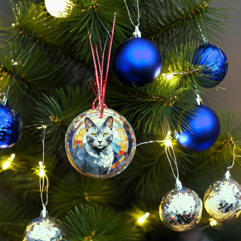 Gulf Coast Laser Graphics Russian Blue Cat Holographic Ornament